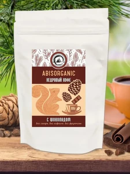 Кофе кедровый с Шоколадом без сахара, натуральный кофейный напиток, ABISORGANIC, 100 г