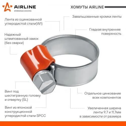 Хомуты 16-25/11,7 мм, W1 (оцинкованный), комплект 2 шт.(AHC-SK-08)