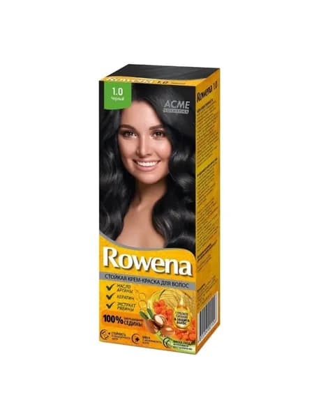 Rowena Крем-краска стойкая для волос тон 1.0 Чёрный