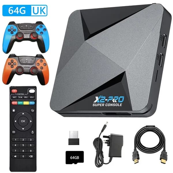 Игровая приставка X2 PRO: Android 9.0/EmuELEC/CoreELEC, 64 ГБ, 4K