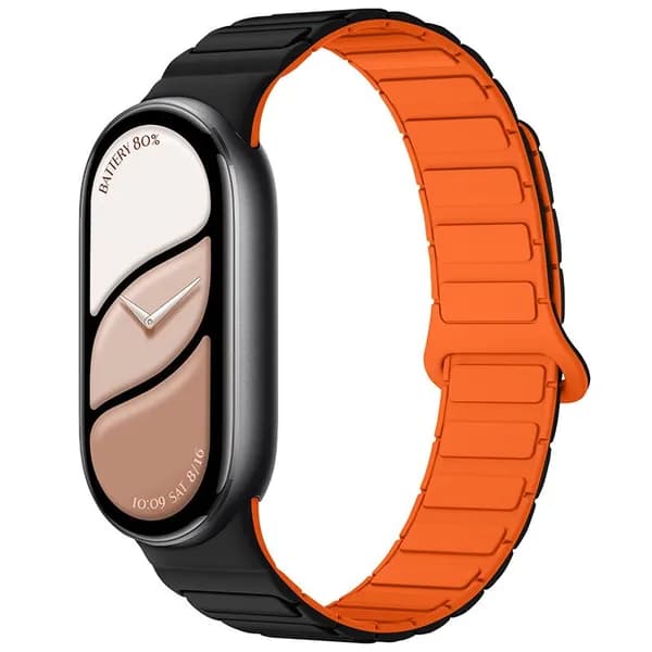 Двухцветный силиконовый ремешок для Xiaomi MiBand 10/9/8, Спортивный ремешок, Магнитный