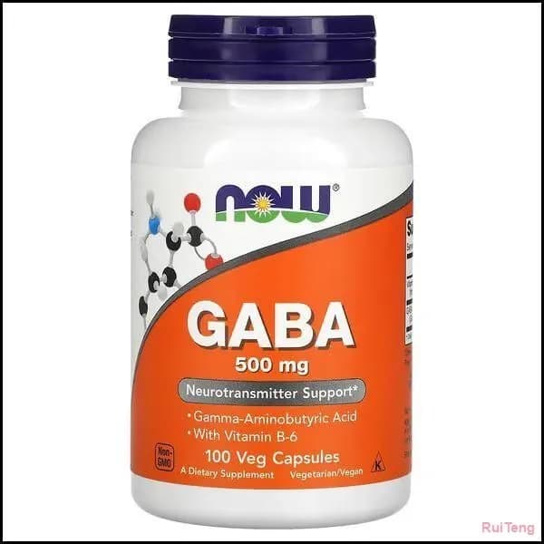 NOW Foods, ГАМК с витамином B6, 500 мг, 100 вегетарианских капсул GABA