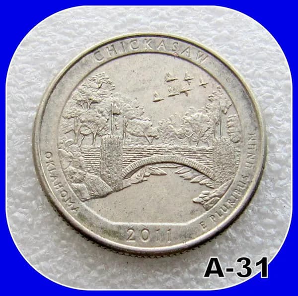 монета США - квотер 1/4 доллар . 25 центов 2011 год - Национальный парк Чикасо