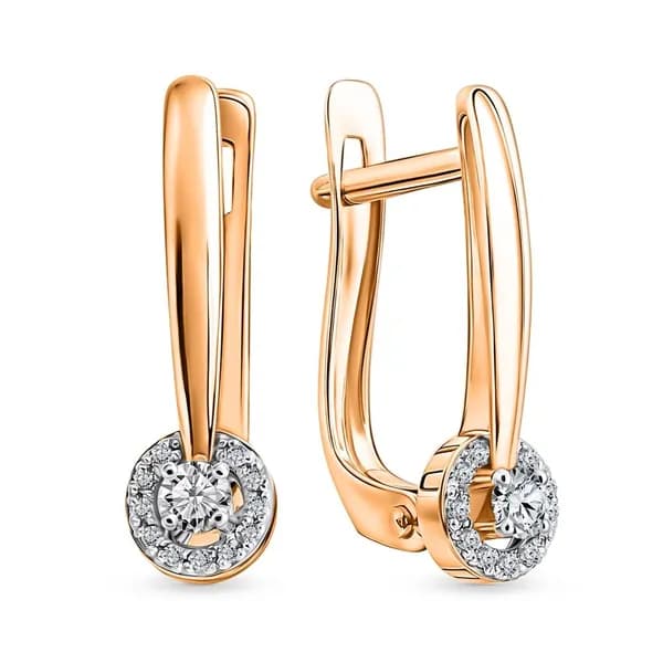 Серьги женские с бриллиантами из красного золота 585 пробы 585GOLD