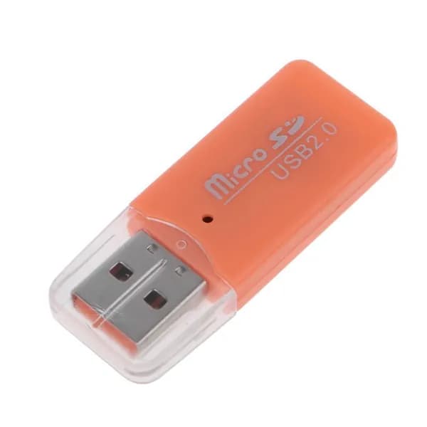 (1 шт.) Кардридер USB 2.0, полупрозрачный оранжевый