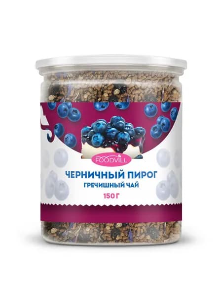 Гречишный чай ЧЕРНИЧНЫЙ ПИРОГ 150 гр., чай гранулированный для похудения черника, ягодный, ку цяо, FOODVILL