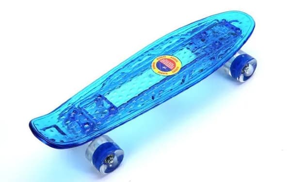 Пенни борд (Penny Board) круизер пластиковый 54см. светящиеся колеса и дека (Голубой)