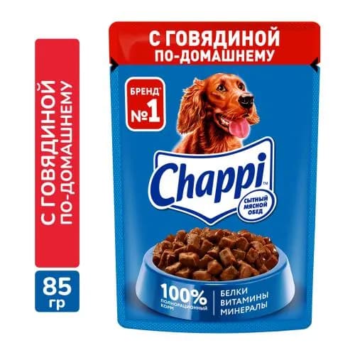 Влажный корм для собак Говядина по-домашнему Chappi 85г
