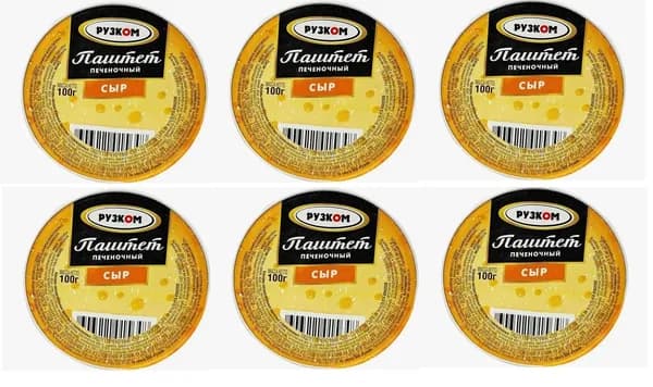 Рузком Паштет печеночный, Сыр, 100г, 6шт