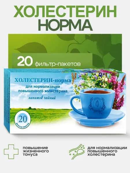 Гордеев / Холестерин норма травяной чай для снижения холестерина в пакетиках, 20 ф/п