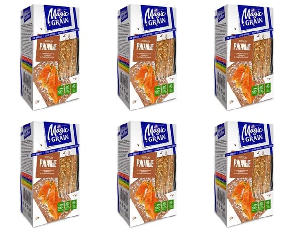 Хлебный спас Хлебцы Magic Grain Ржаные с семенами льна и кунжута,160 гр,6 шт/