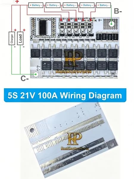 BMS 3S/4S/5S 12В 16,8В 21В 100А, защита и балансировка литиевых аккумуляторов