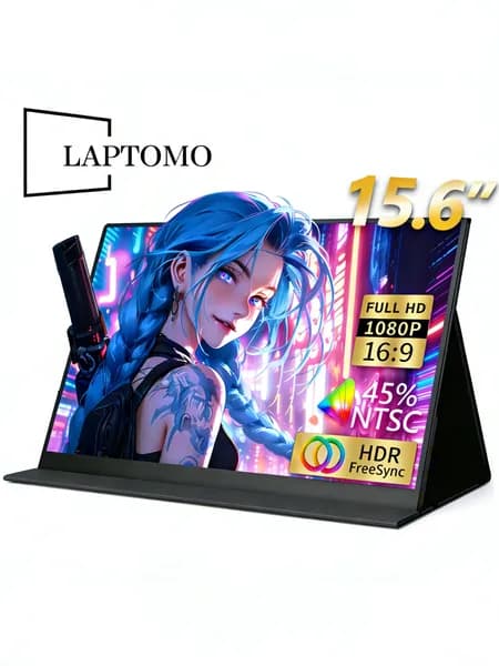 Laptomo 15.6" Монитор (156FCC), IPS, 1920x1080, 60 Гц, черно-серый, черный