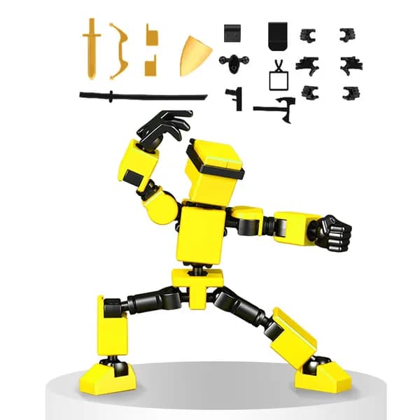 Мини-фигурка T13 из ABS-пластика, полностью подвижная, жёлтая