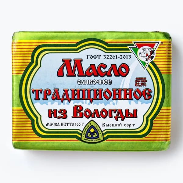 Масло сливочное Традиционное 82,5% 160 г, из Вологды
