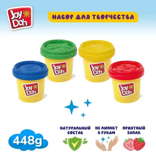 Масса для лепки 4 цвета, 4 шт., Joy-Doh