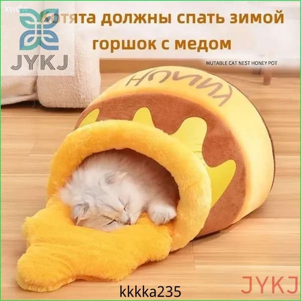 Уютное кошачье гнездо: баночка меда