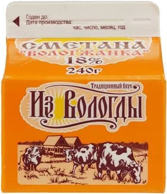 Сметана Вологжанка 18% жир. 240г