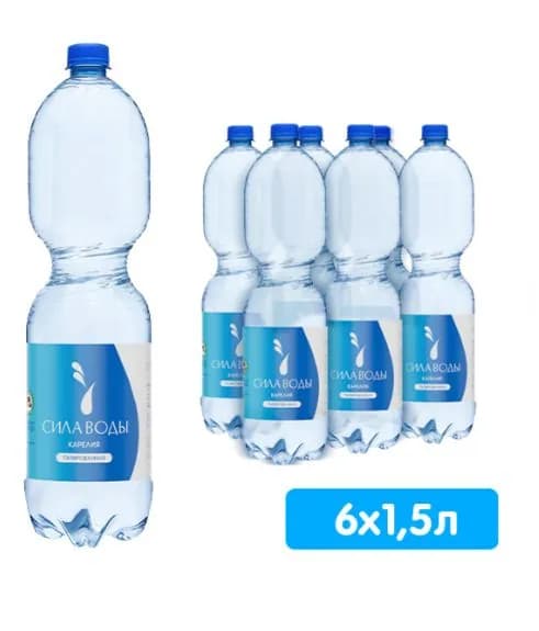 Вода питьевая Сила воды Карелия 6 шт по 1,5 л, газированная, Пэт