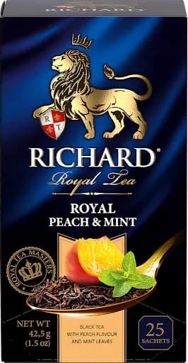 Чай черный RICHARD Royal Peach&Mint арома, 25пак
