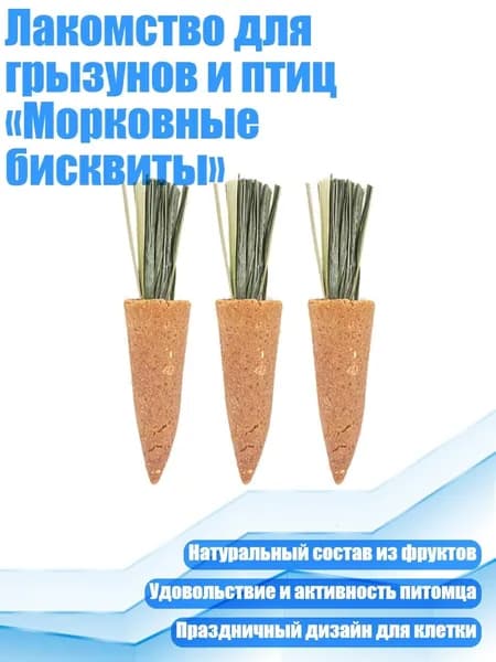 Лакомство для грызунов и птиц Морковные бисквиты , - 3 моркови