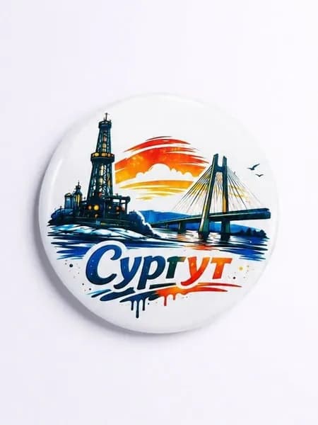 Магнит 58 мм город "Сургут", закатной, металлический