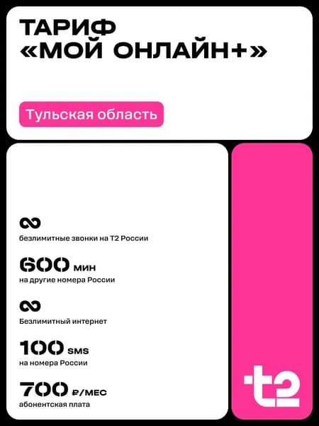 SIM-карта t2  "Мой онлайн+", Тульская область Баланс 300 руб