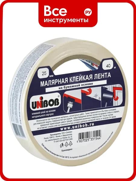 Малярная клейкая лента UNIBOB 25 мм х 40 м 214972