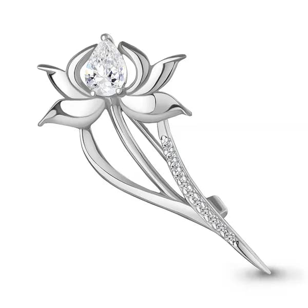 Серебряная брошь DIAMANT-ONLINE с фианитом 925 пробы