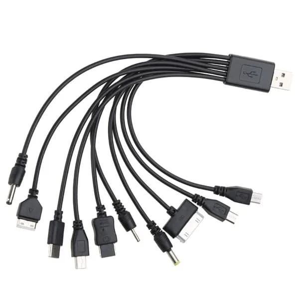 Универсальный USB-кабель для зарядного устройства для сотового телефона с несколькими разъемами 10 в 1, 20 см