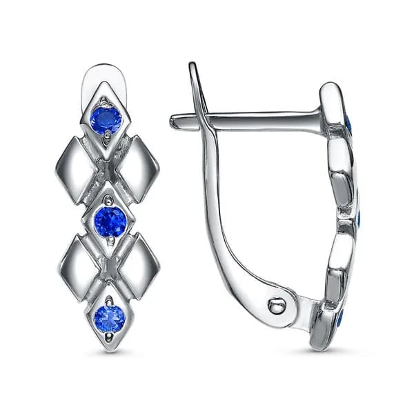Серьги из серебра с иск. шпинелью