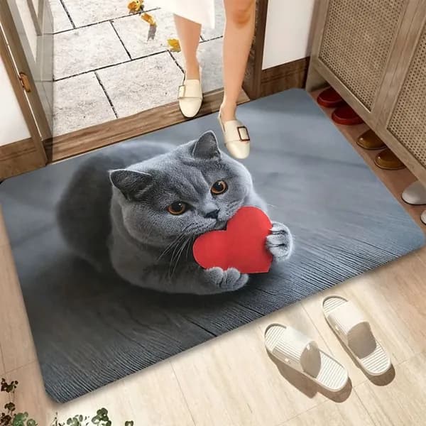 Коврик 40x60 см светло-серый, темно-розовый