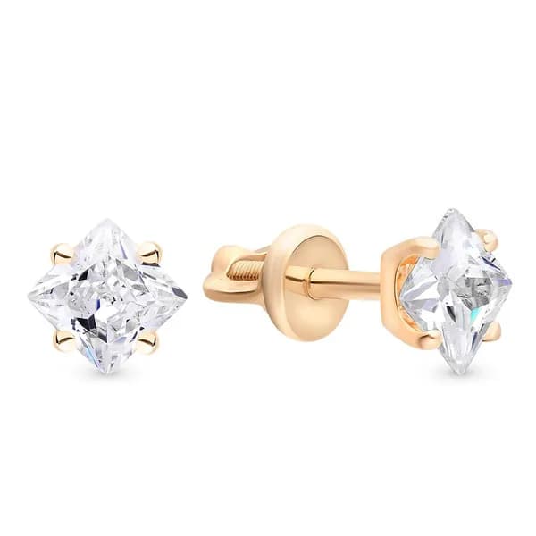 Серьги женские с фианитами из красного золота 585 пробы 585GOLD