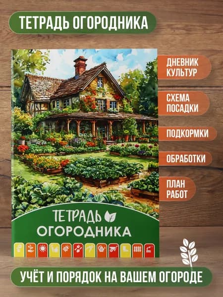 Тетрадь огородника. Пособие для ведения учёта и планирования работ в саду и огороде. Недатированный.