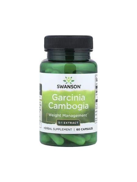 Swanson Garcinia Cambogia, Экстракт гарцинии камбоджийской, 60 капсул, Комплекс для похудения и обмена веществ
