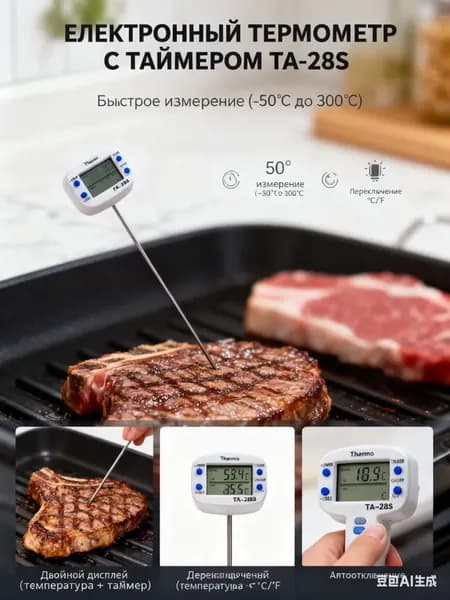 Кулинарный термометр цифровой, щуп 14 см