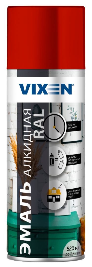 Эмаль универсальная 520 мл аэрозоль VIXEN, RAL3011 темно-красная VX-13011