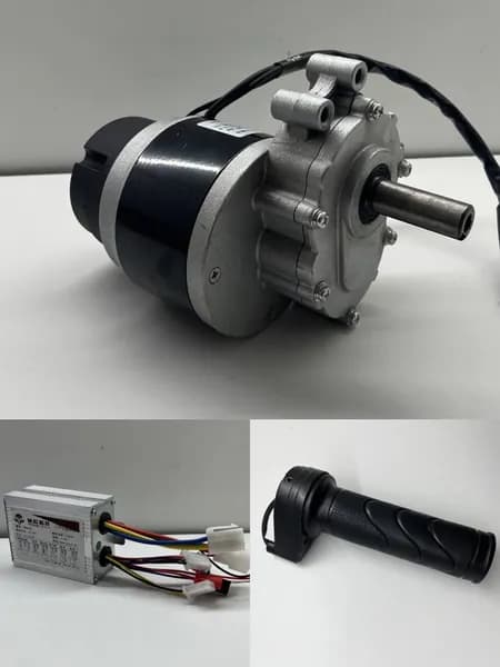 Двигатель с контроллером и ручкой газа 24 Вольт 250 Ватт MY1016Z 120RPM с редуктором и магнитным тормозом