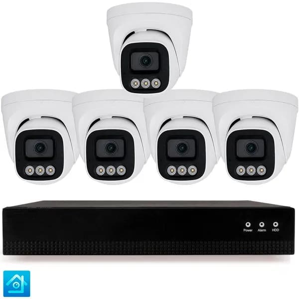 Комплект видеонаблюдения IP 4Мп Ps-Link KIT-A405IP-POE 5 купольных камер, ИК-подсветка 25 м, приложение XMeye, удаленный доступ, детекция движения, ночная съёмка