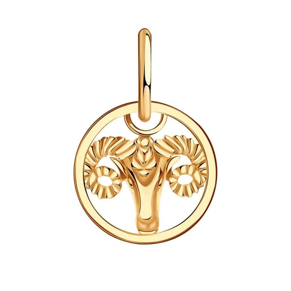Золотая подвеска Знак зодиака Овен DIAMANT-ONLINE 585 пробы