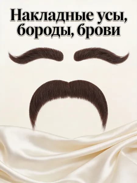 Набор накладных усов и бровей из плюша для декоративного украшения