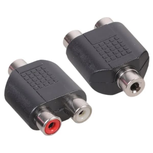 Переходник 3.5 mm гнездо (мама) -> 2x RCA гнездо (мама) красный/белый (пара)