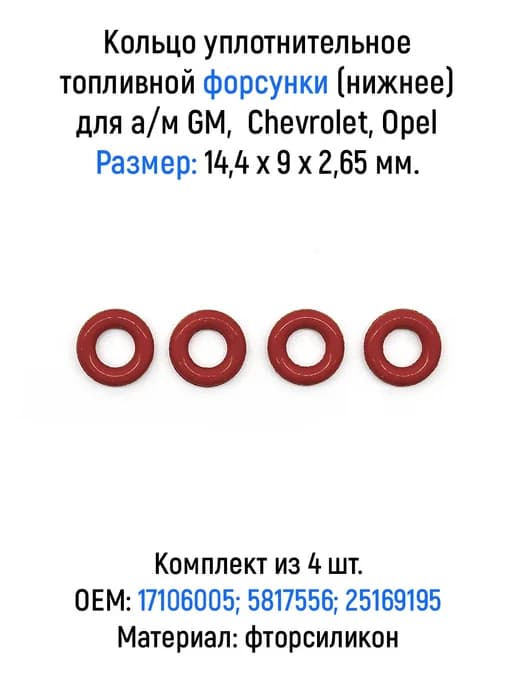 Кольцо форсунки для а м Chevrolet Daewoo Opel (нижние 4 шт)