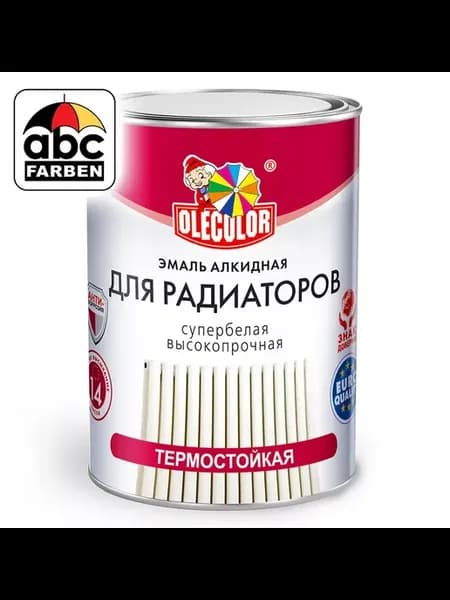 Эмаль для радиаторов алкидная белая 0,9кг ОLECOLOR