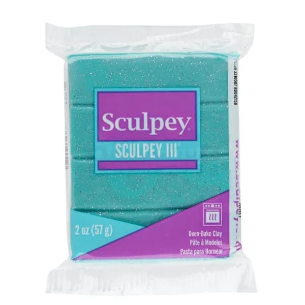 Полимерная глина Sculpey III 574 цвет бирюзовый с блестками 57 гр.