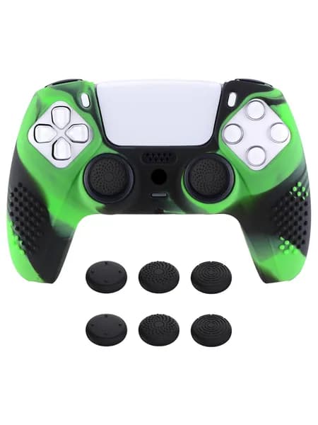 PlayVital Чехол-силикон 3D Studded для PS5, противоскользящий, с защитой корпуса и накладками на джойстики, для беспроводного контроллера