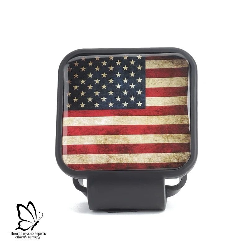 Эксклюзивный держатель с резиновой заглушкой 50х50 мм для фаркопа wartime American flag