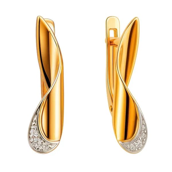 Серьги женские с фианитами из красного золота 375 пробы 585GOLD