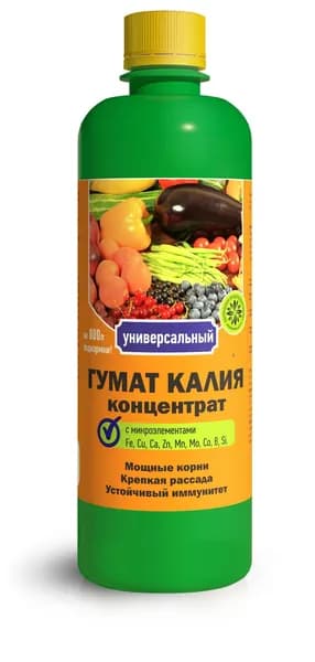 Гумат калия удобрение с микроэлементами концентрат жидкий для подкормки 0,5 литра