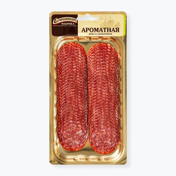 Колбаса сырокопченая Ароматная, 100 г, Егорьевская, нарезка